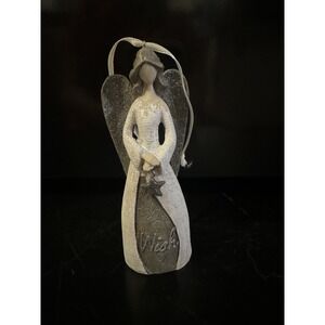 ST NICHOLAS SQUARE Angel Christmas Tree Ornament "Wish" Silver And Gold Star
